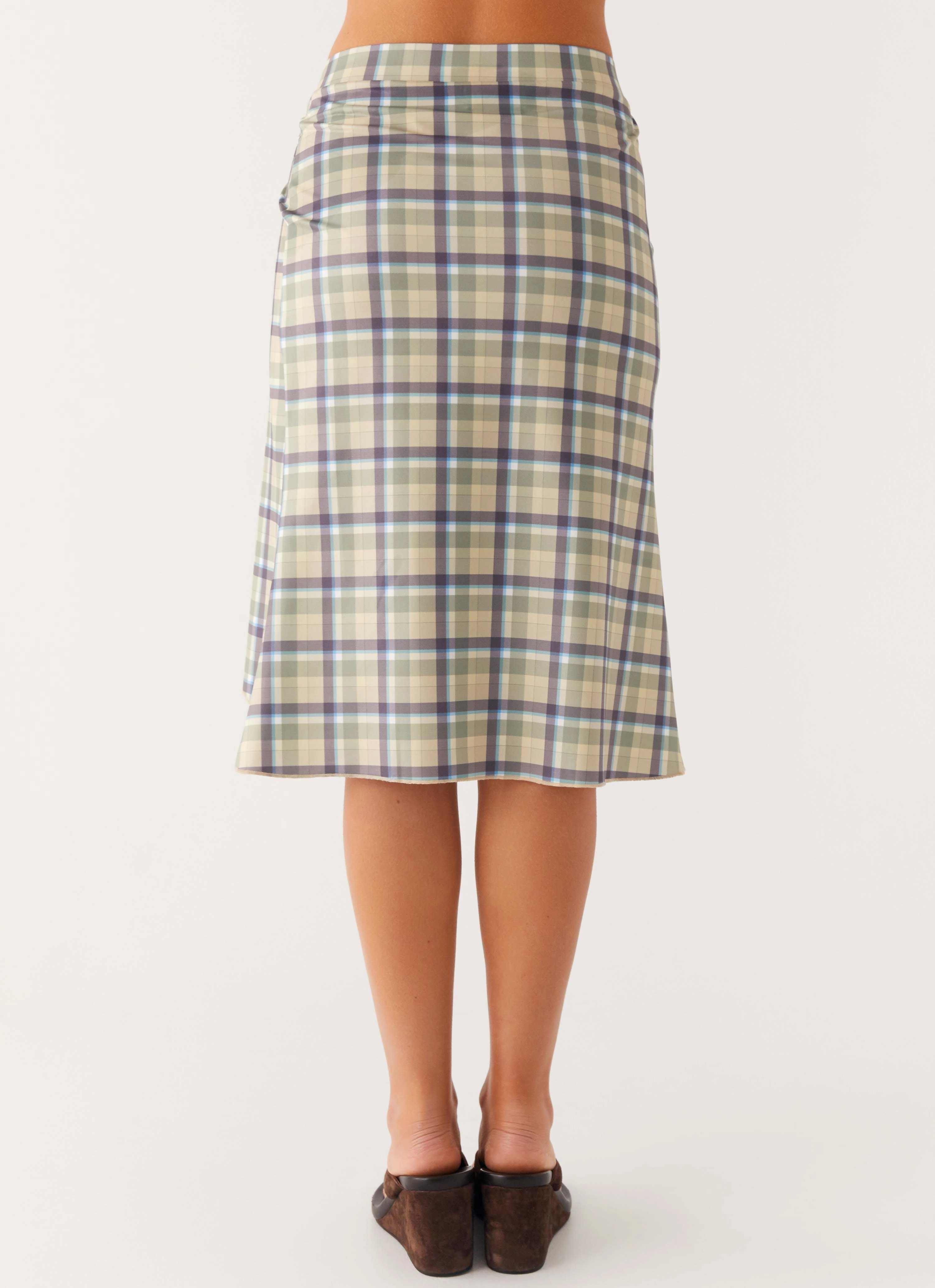 Shes A Lady Midi Skirt - Cedar Check Sleek Appearance Performance Support