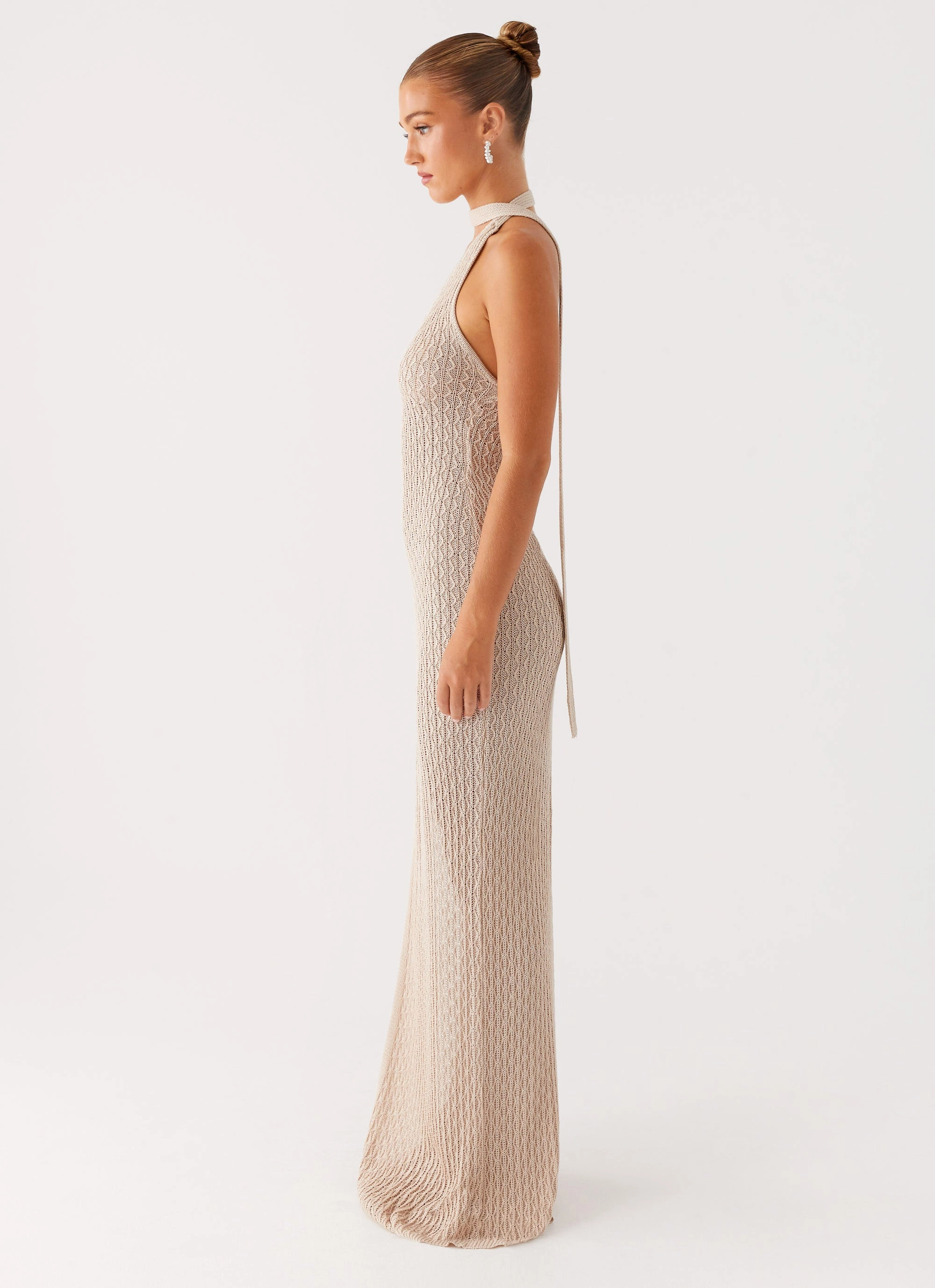 Carryn Knit Maxi Dress - Beige Subtle Touch Sculpted Fit