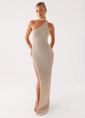Chill Wear Stylish and Comfortable Carryn Knit Maxi Dress - Beige