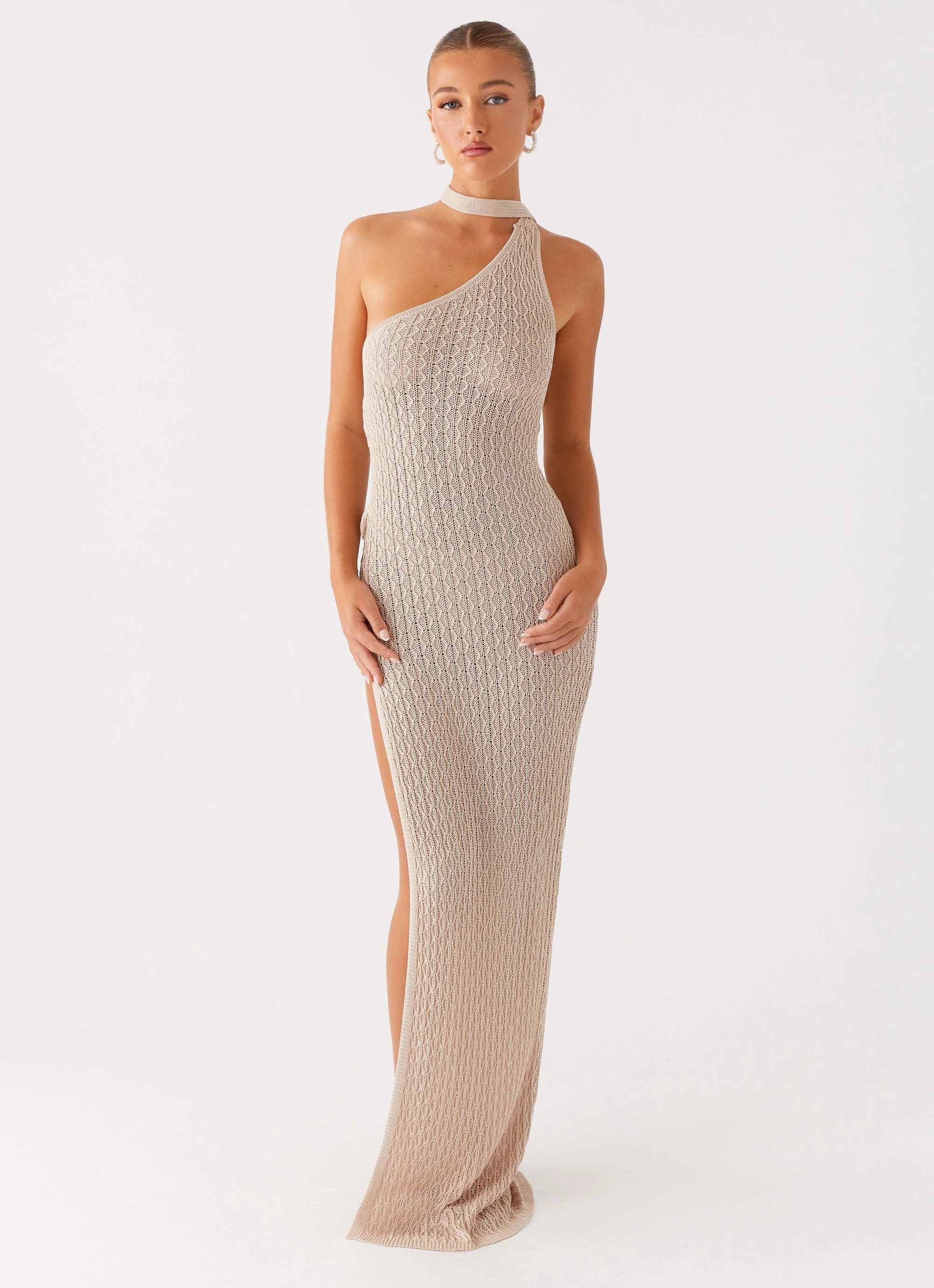 Easy Movement Carryn Knit Maxi Dress - Beige