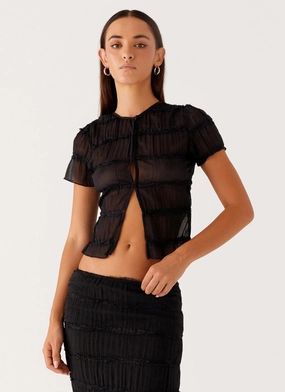 Daydreaming Top - Black Layered Panel Design