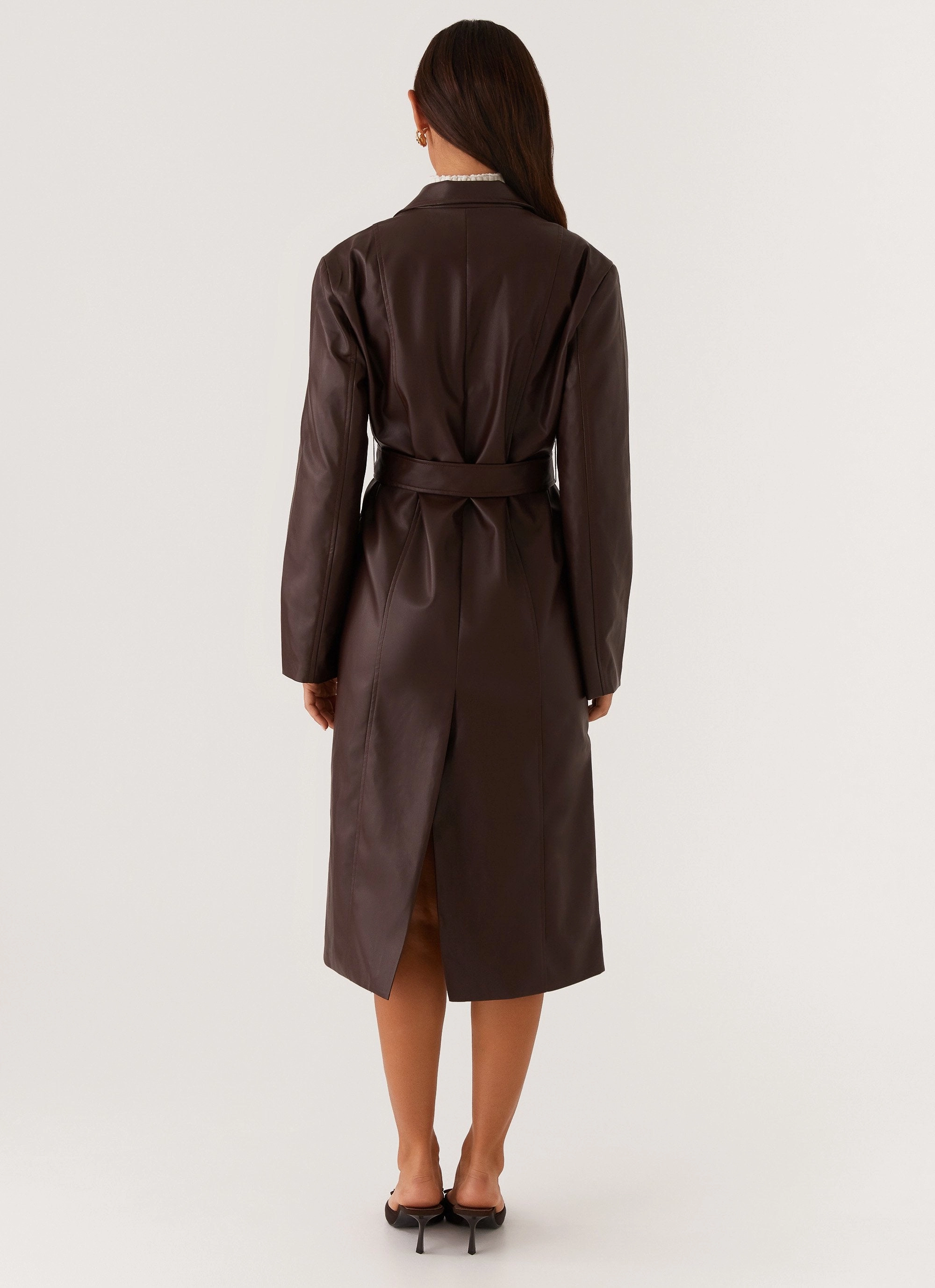 Street Comfort QuiltedPattern Dixie Trench Coat - Chocolate
