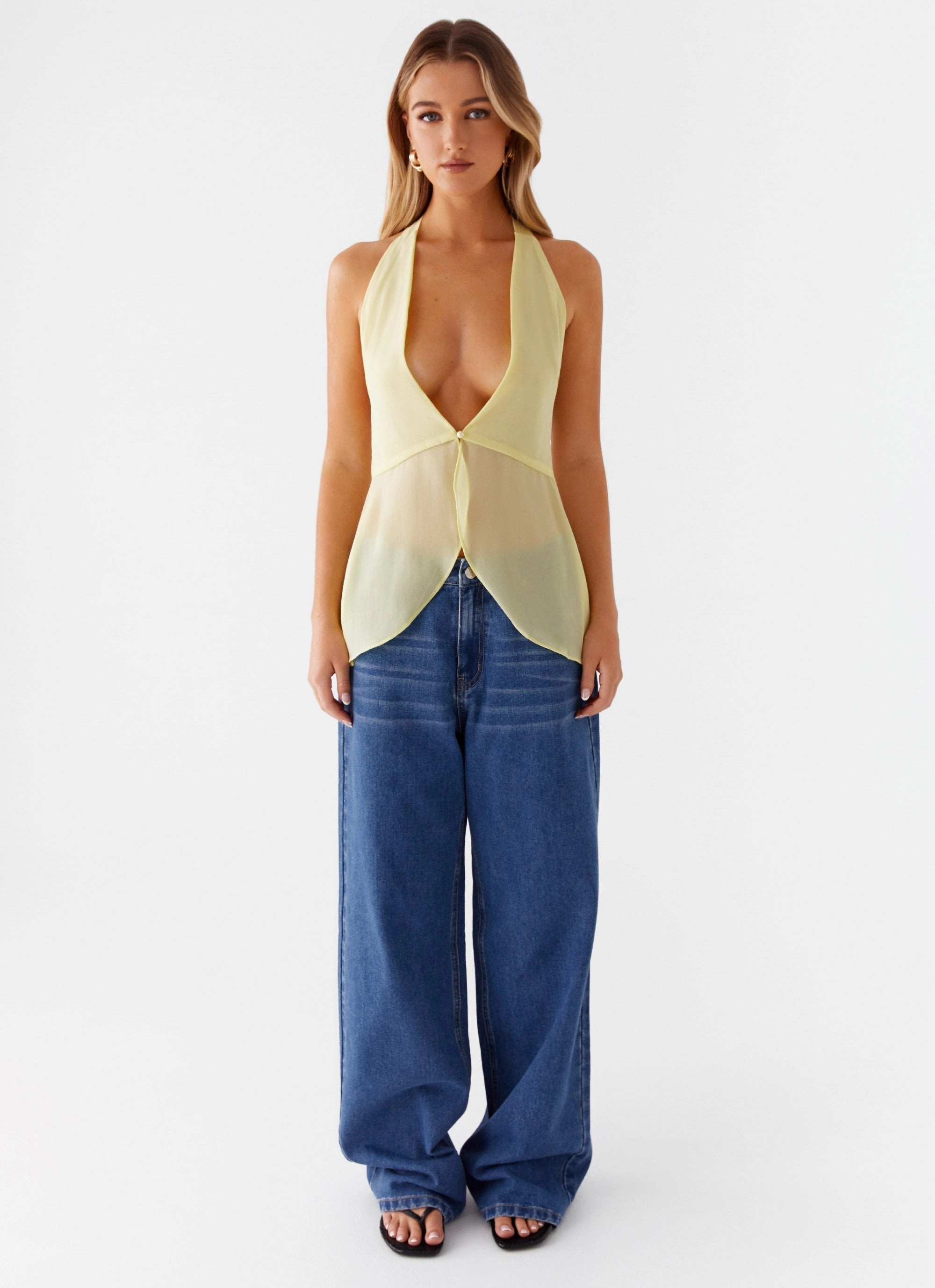 At Last Halterneck Top - Yellow SoftKnit Comfy Cardigan