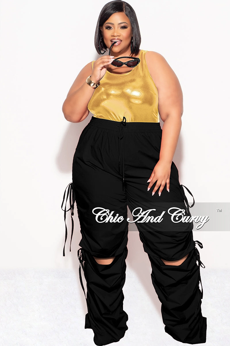 Final Sale Plus Size Bodysuit in Gold/Black Stretch Support