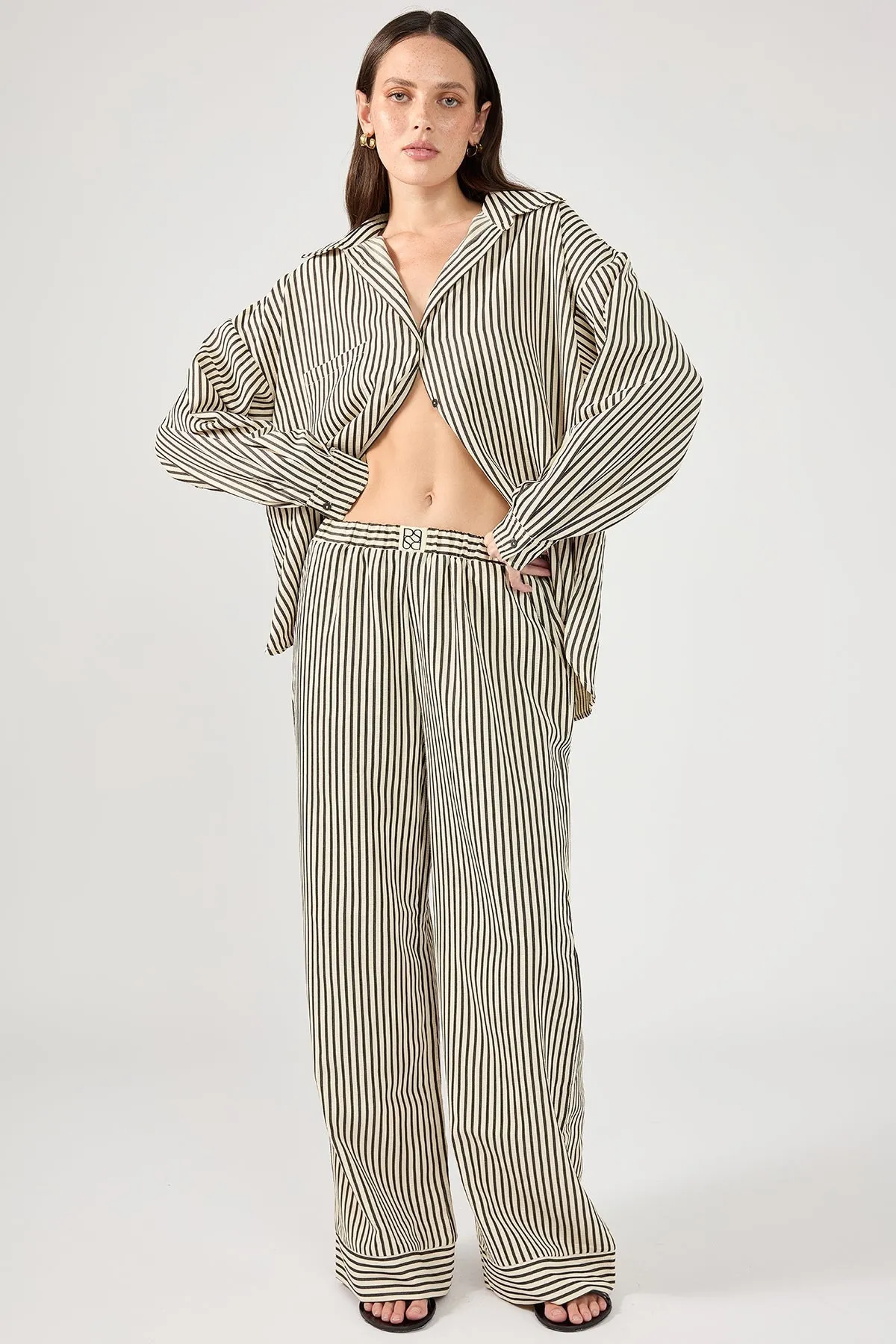 Stripe Straight Leg Pant Black Stripe