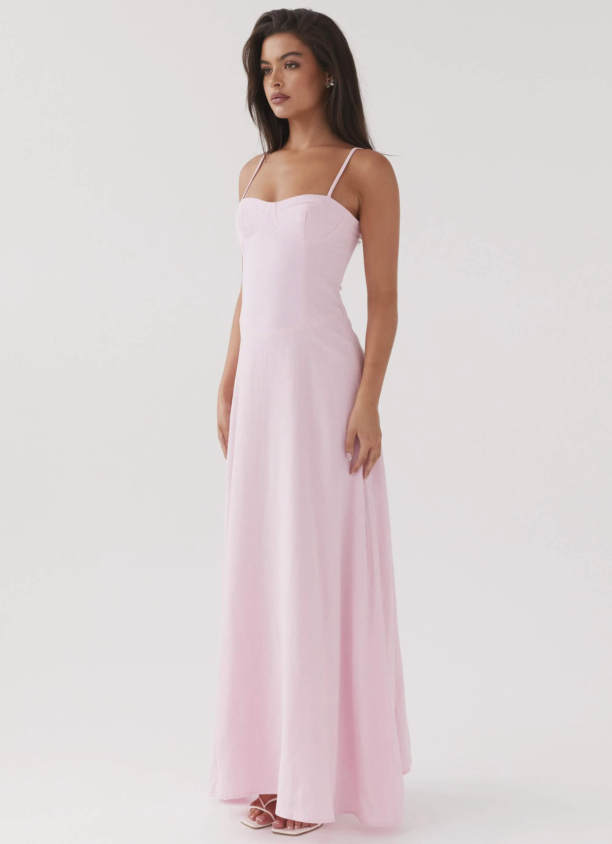 Seamless-Look Angelina Linen Maxi Dress - Pink Petal