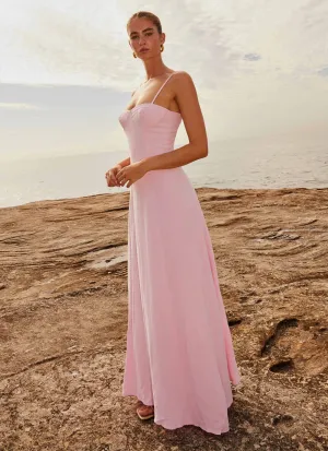 Versatile Fit Angelina Linen Maxi Dress - Pink Petal