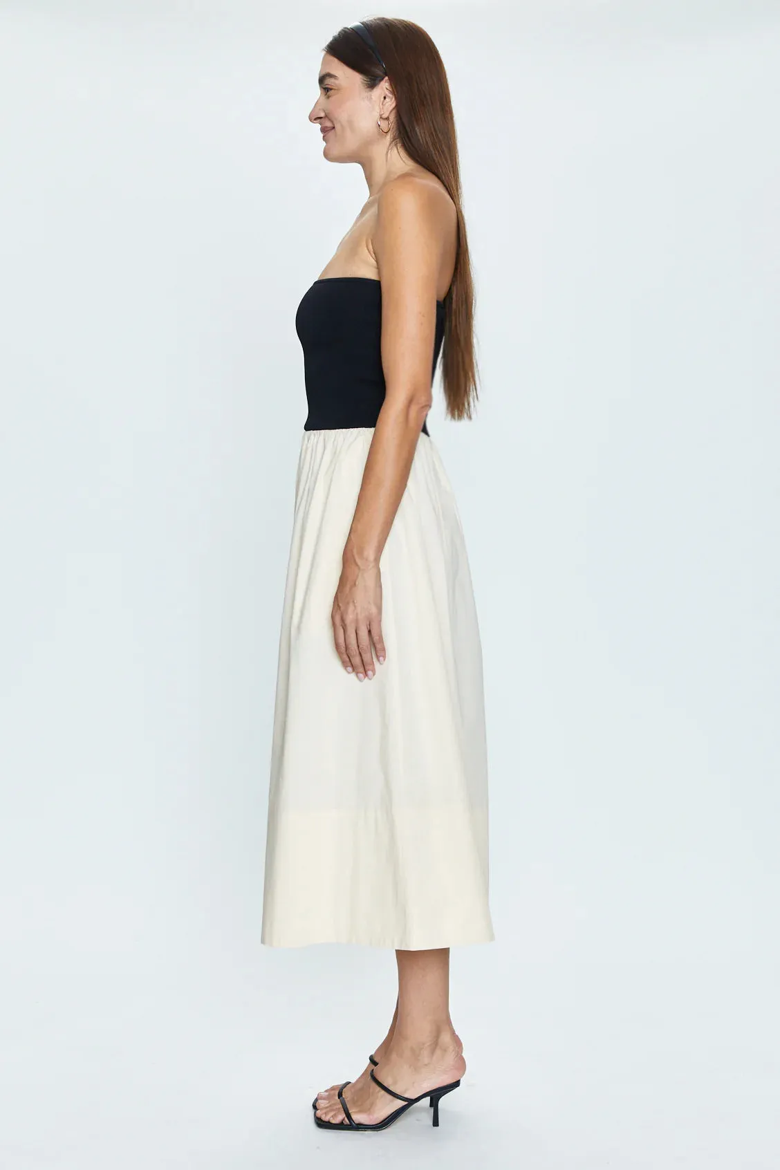 Pistola Mavo Tube Top Dress -Pepper and Salt Shirred-Detail