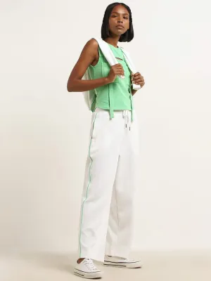 Studiofit Light Green Cut-Out Design Cotton T-Shirt