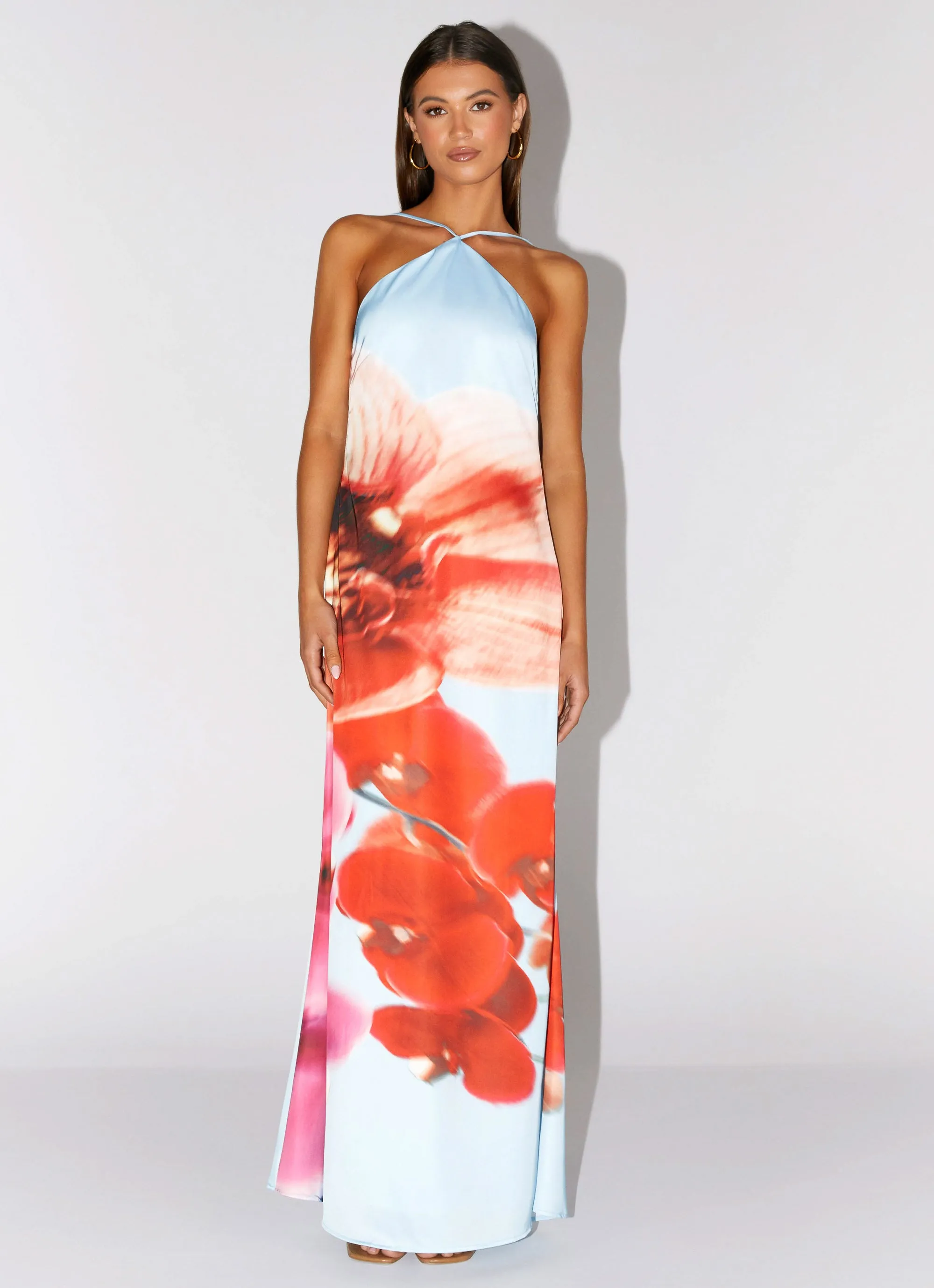 Chloe Maxi Dress - Turquoise Bloom Quiet Sweet Soft Texture