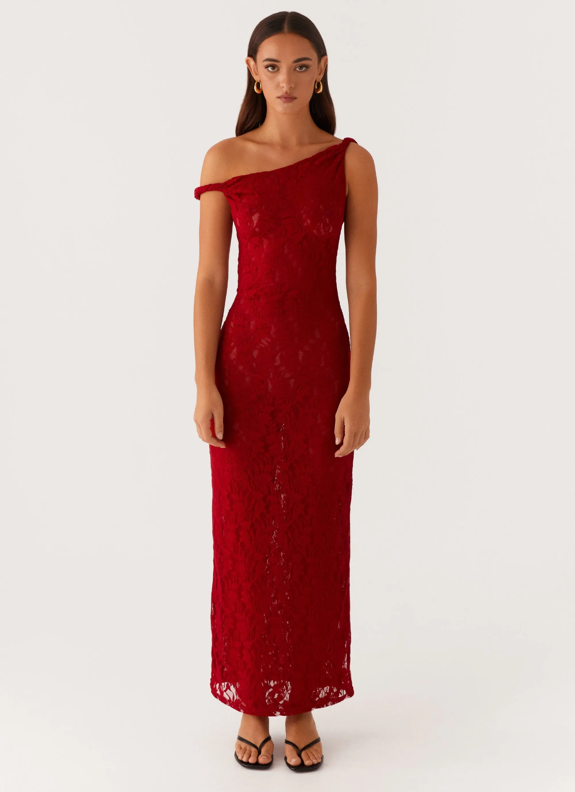 All Day Ready Arabella Twist Shoulder Maxi Dress - Maroon
