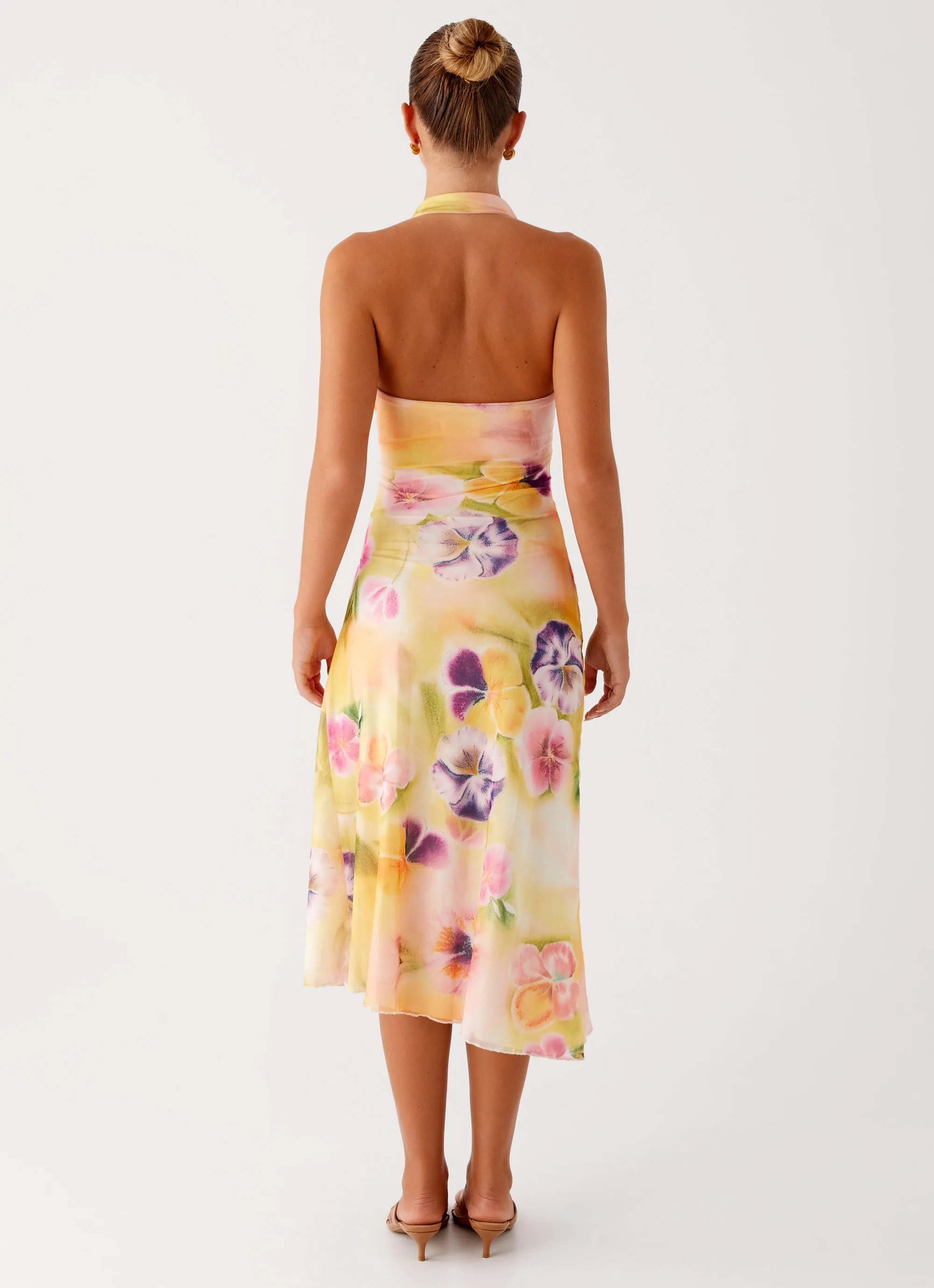 Garden Scene Formal Setting Kayce Midi Dress - Sunburst Floral