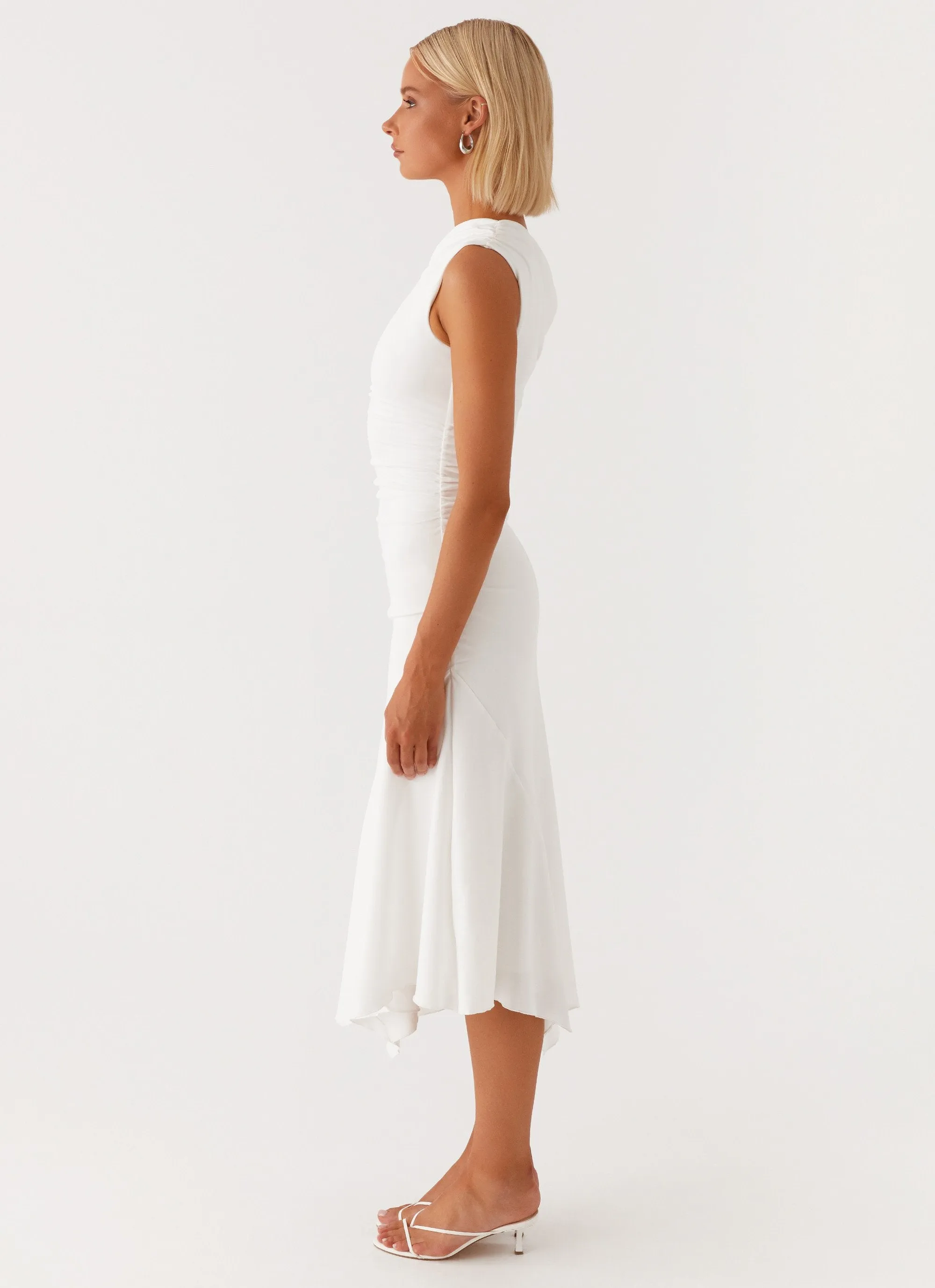 Byron Midi Dress - White Breathable Material Social Charm