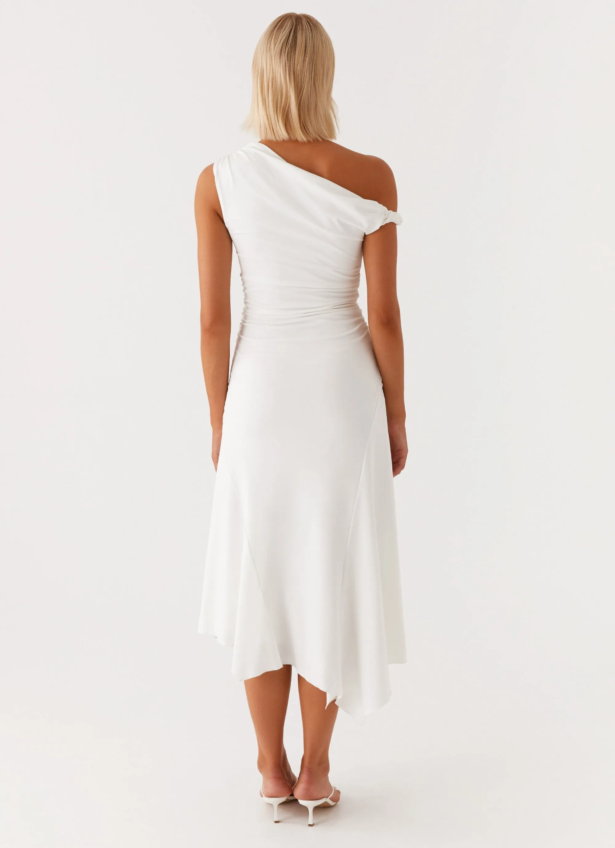 Fall Tone bold appearance Byron Midi Dress - White