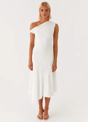 Pink Glow Byron Midi Dress - White