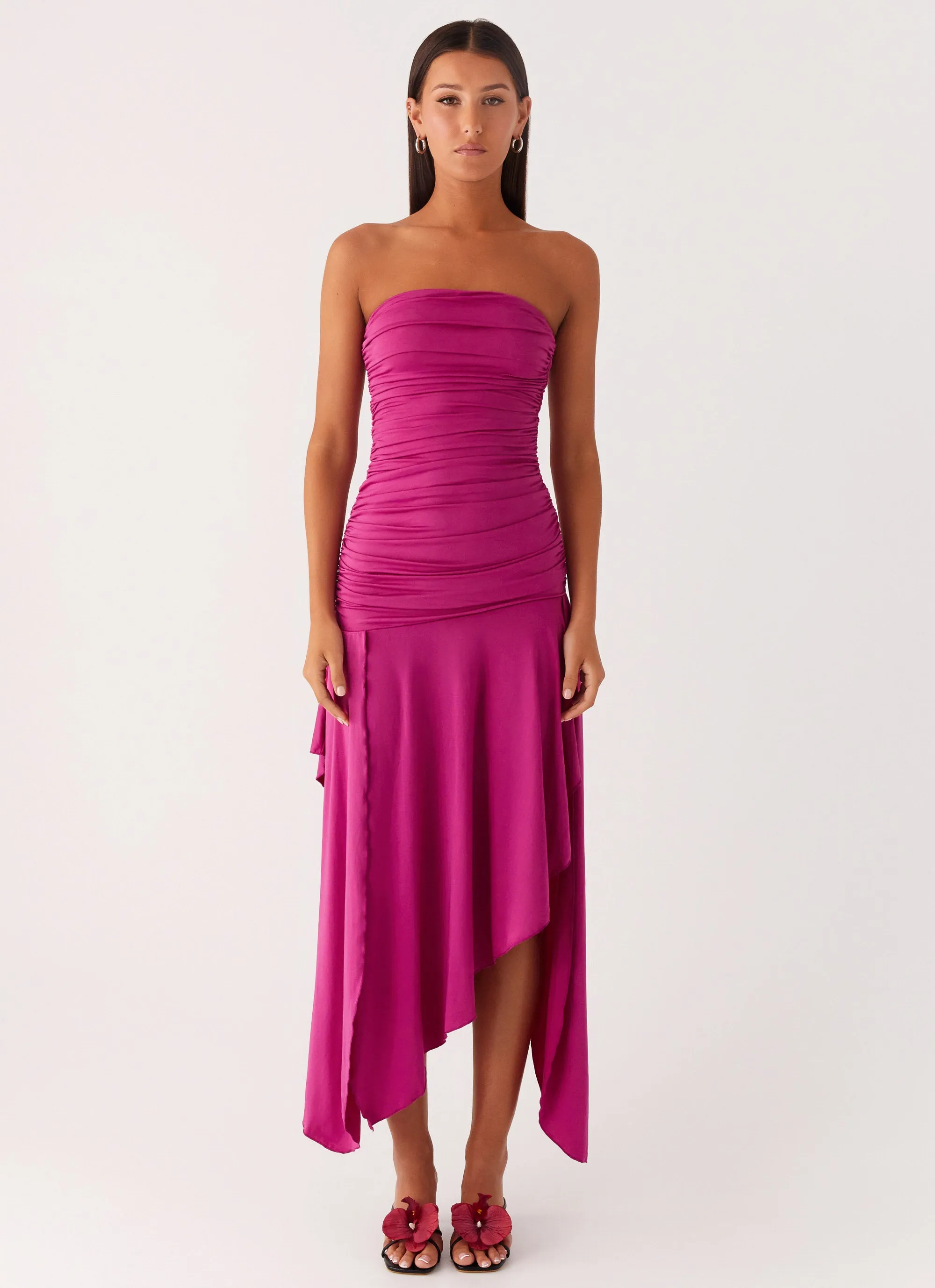 Ora Strapless Maxi Dress - Fuchsia Midnight Mood Classic Touch