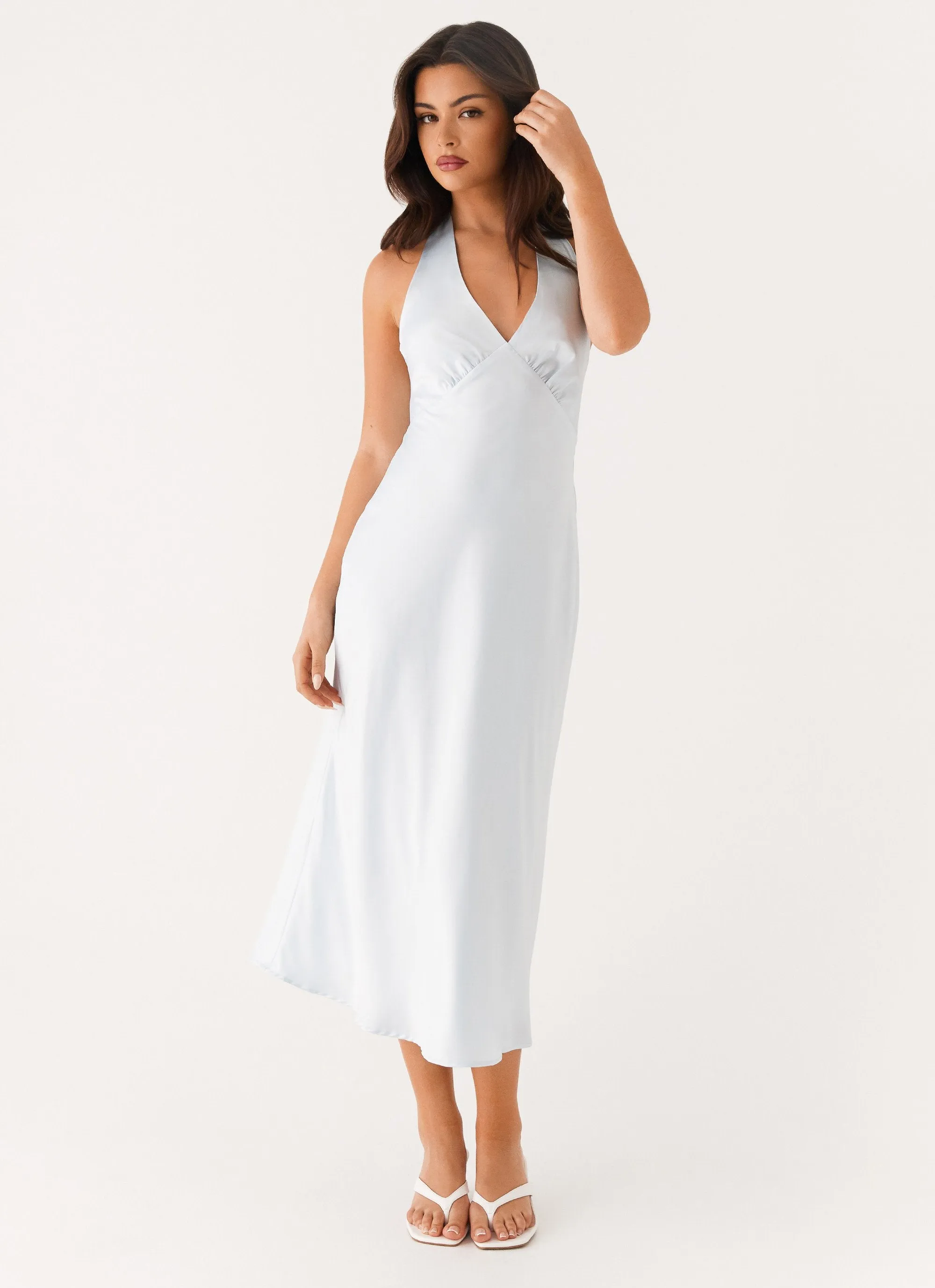 All-Occasion Look Classic Fit Heavy Hearted Midi Dress - Blue