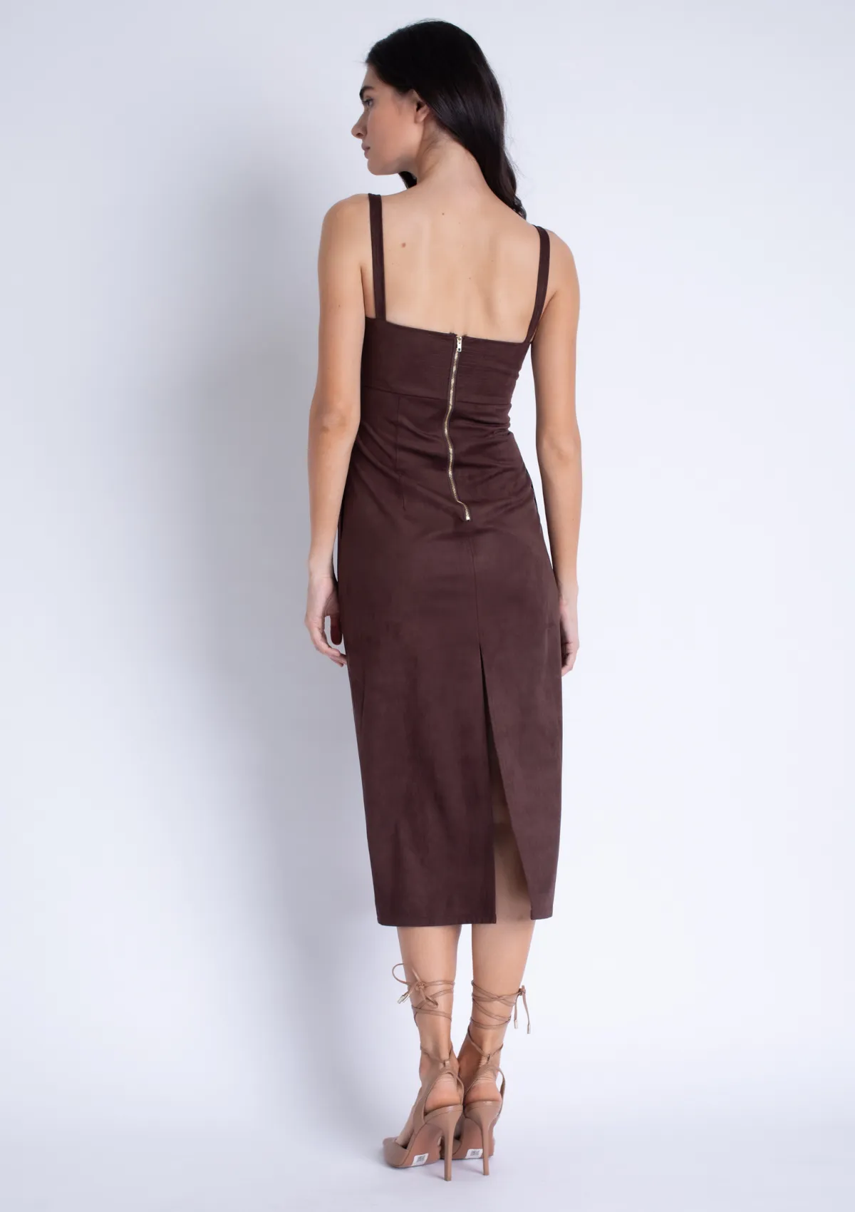 Elegant formal piece Olivia Suede Midi Dress