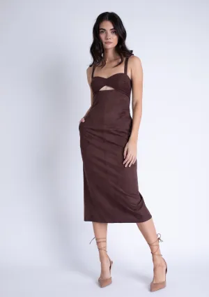 Olivia Suede Midi Dress Street Casual Polished Style