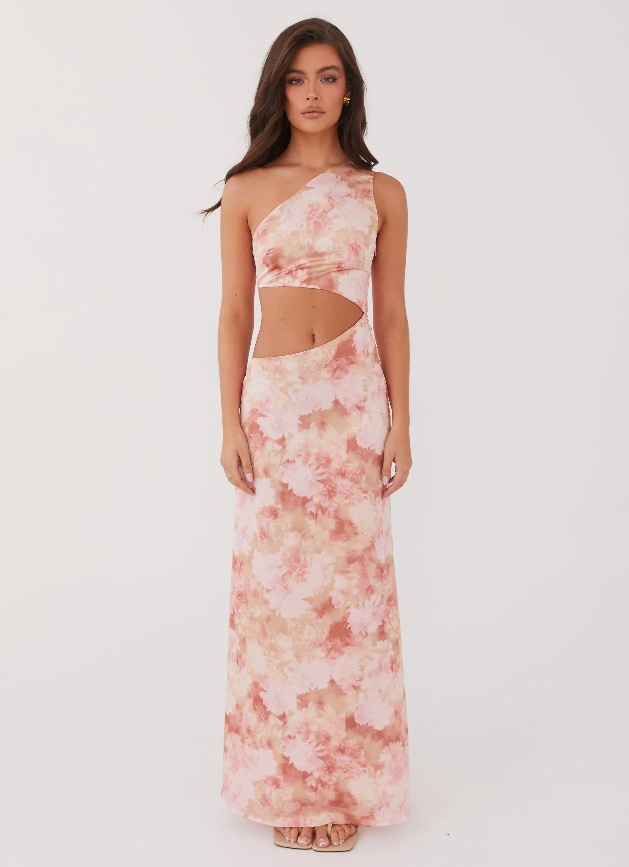 Krista One Shoulder Maxi Dress - Flower Garden Seasonal Fit Layered Design