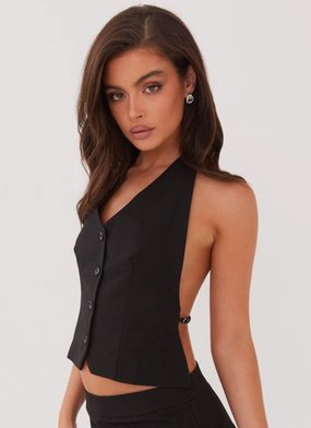 Sarah Halterneck Vest Top - Black OdorResistant Fabric FrenchTerry