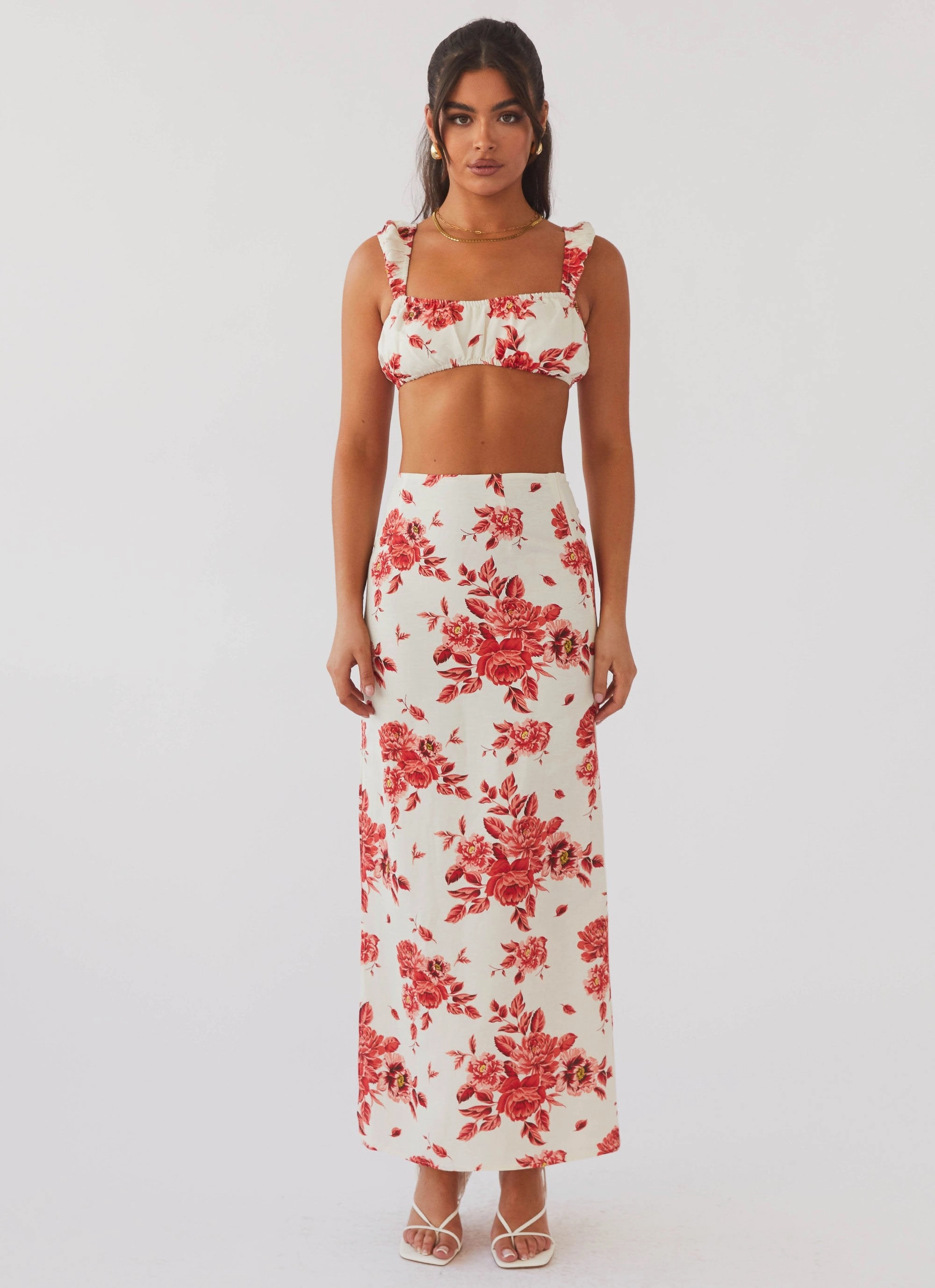Tagless Neckline Foldable Cuff Design Valencia Villa Bralet Top - Rosa Floria