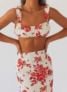 Valencia Villa Bralet Top - Rosa Floria Summer Dress Placket Detailing