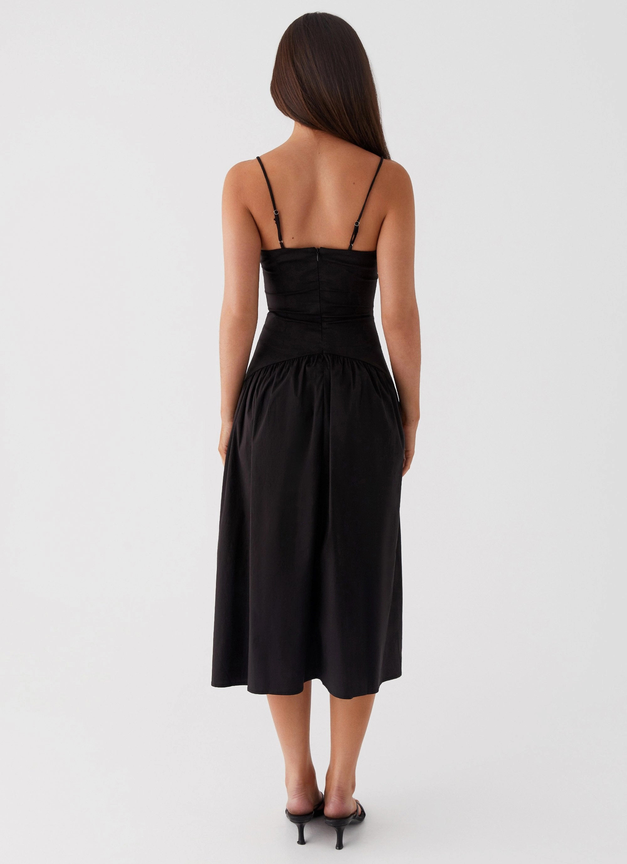 Yvette Corset Midi Dress - Black Thermal-Lined