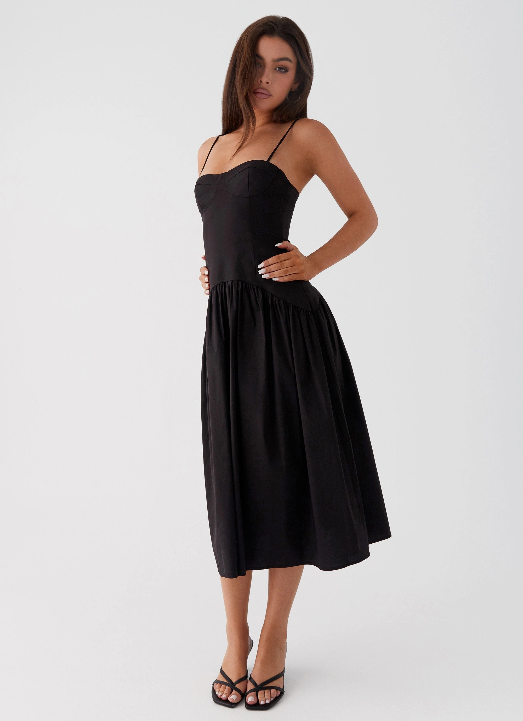 Yvette Corset Midi Dress - Black Active Outfit Effortless Layer Wear