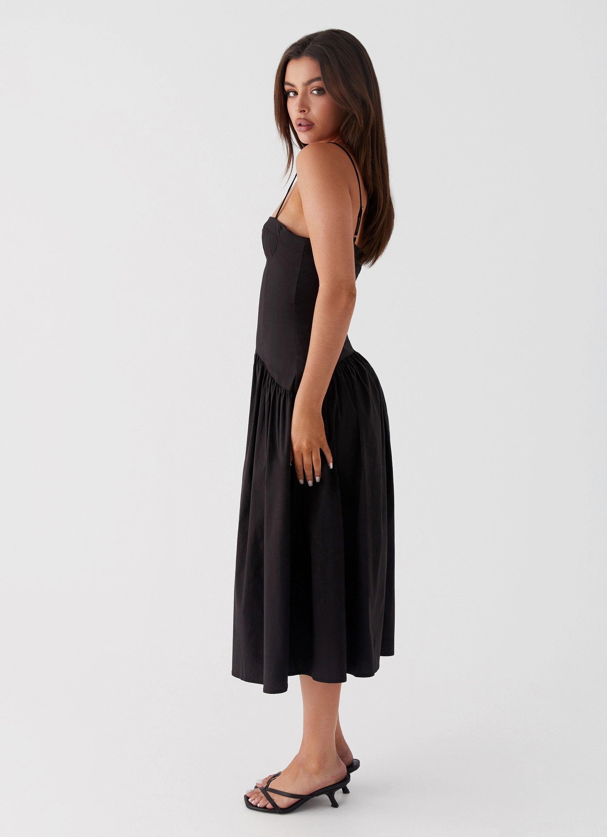 Yvette Corset Midi Dress - Black Movement Friendly Festive Mood
