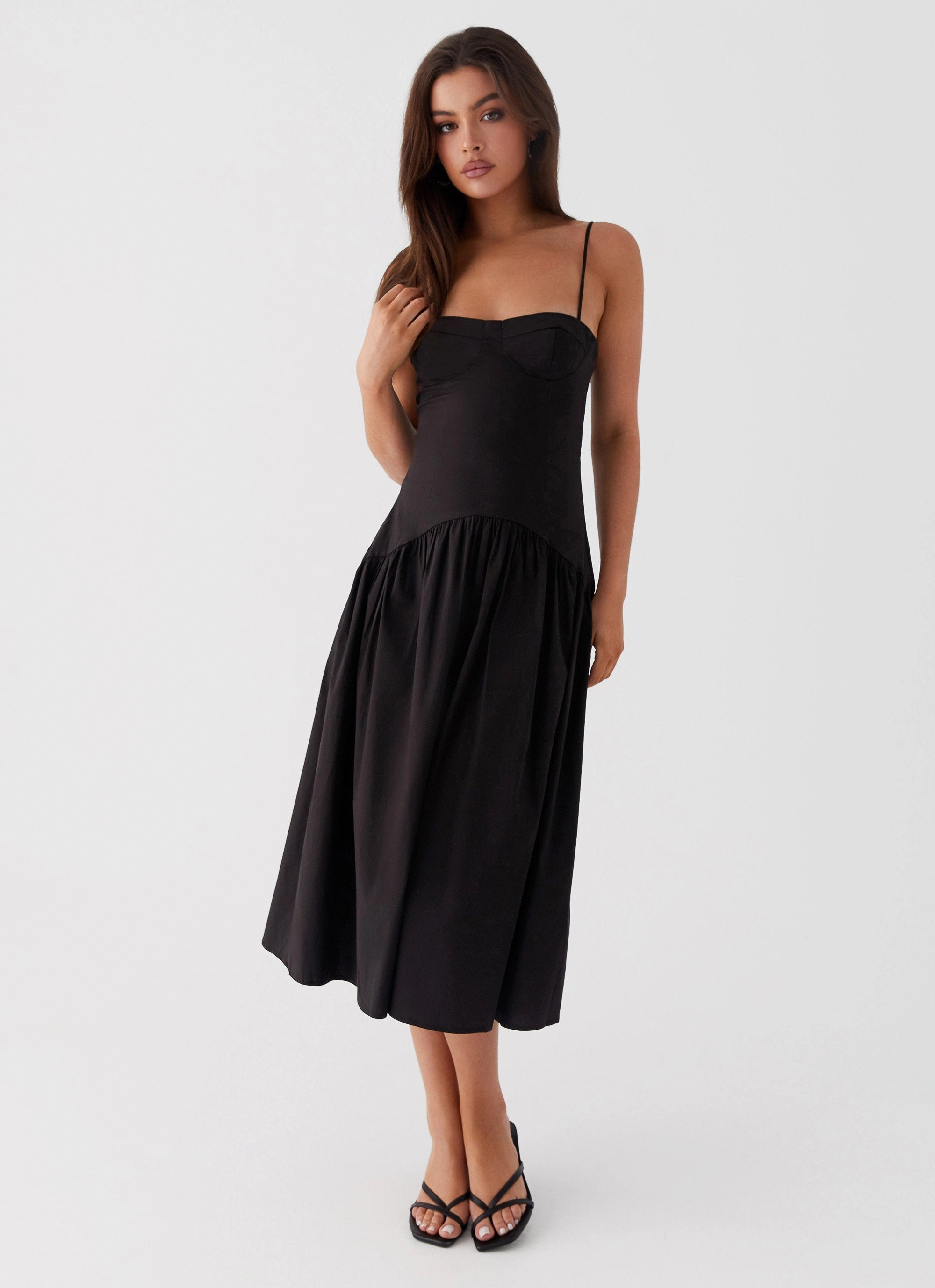 Yvette Corset Midi Dress - Black Cozy Base