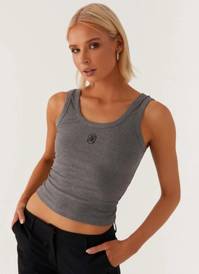 Signature Tank Top - Dark Grey Marle Easy Care Material