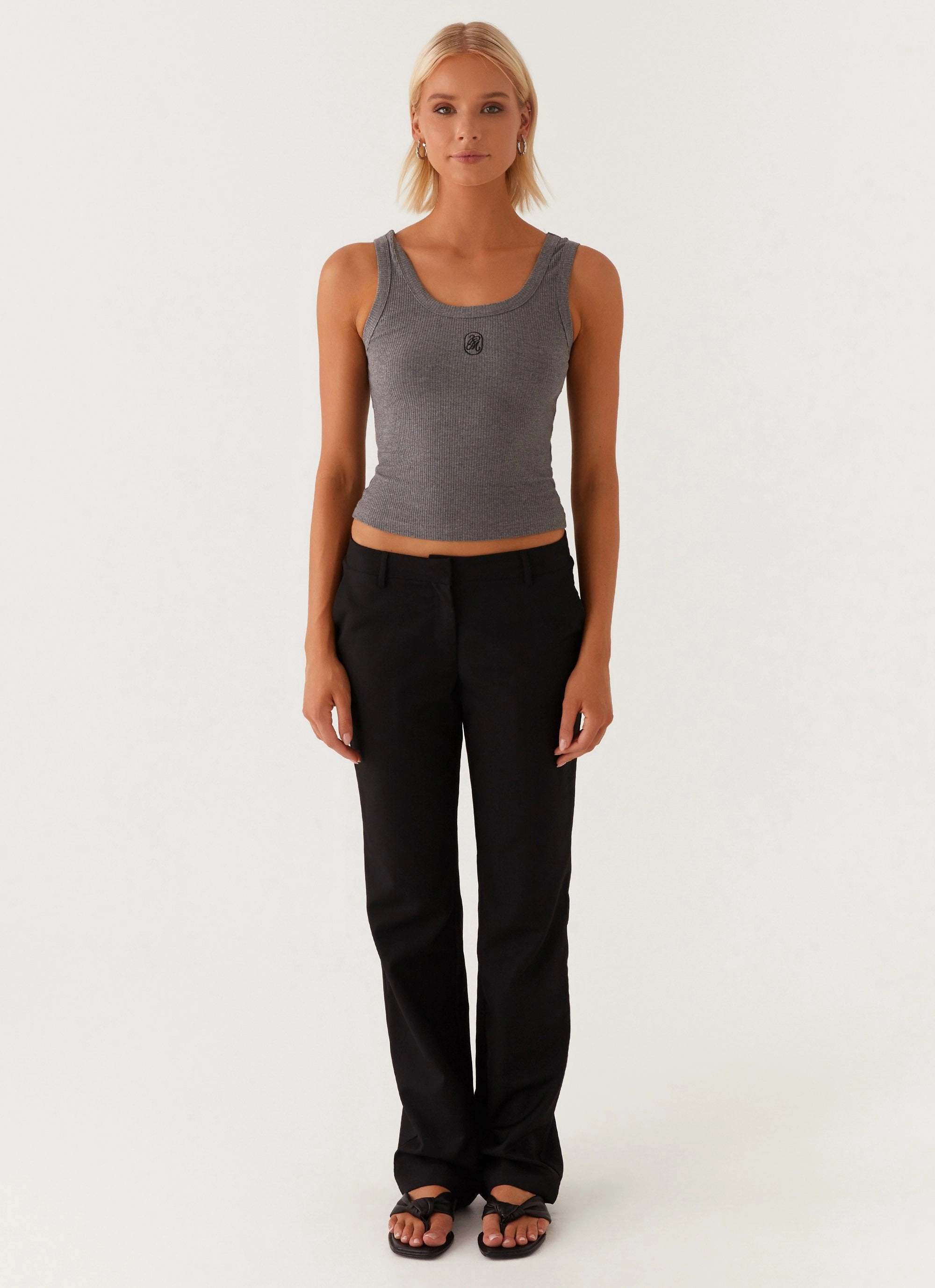 Recycled Polyester Blend StretchComfort Signature Tank Top - Dark Grey Marle