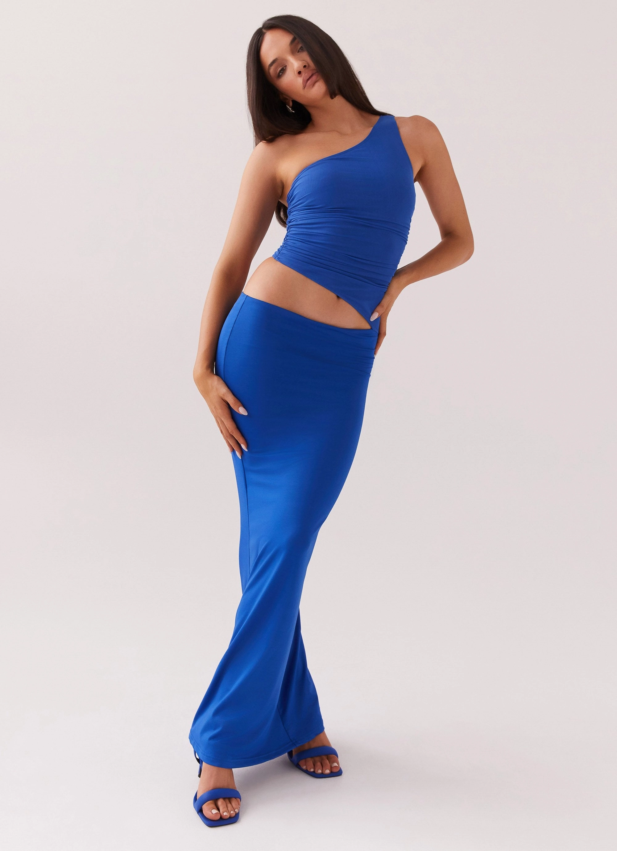 Refined Cut Seranella One Shoulder Maxi Dress - Cobalt