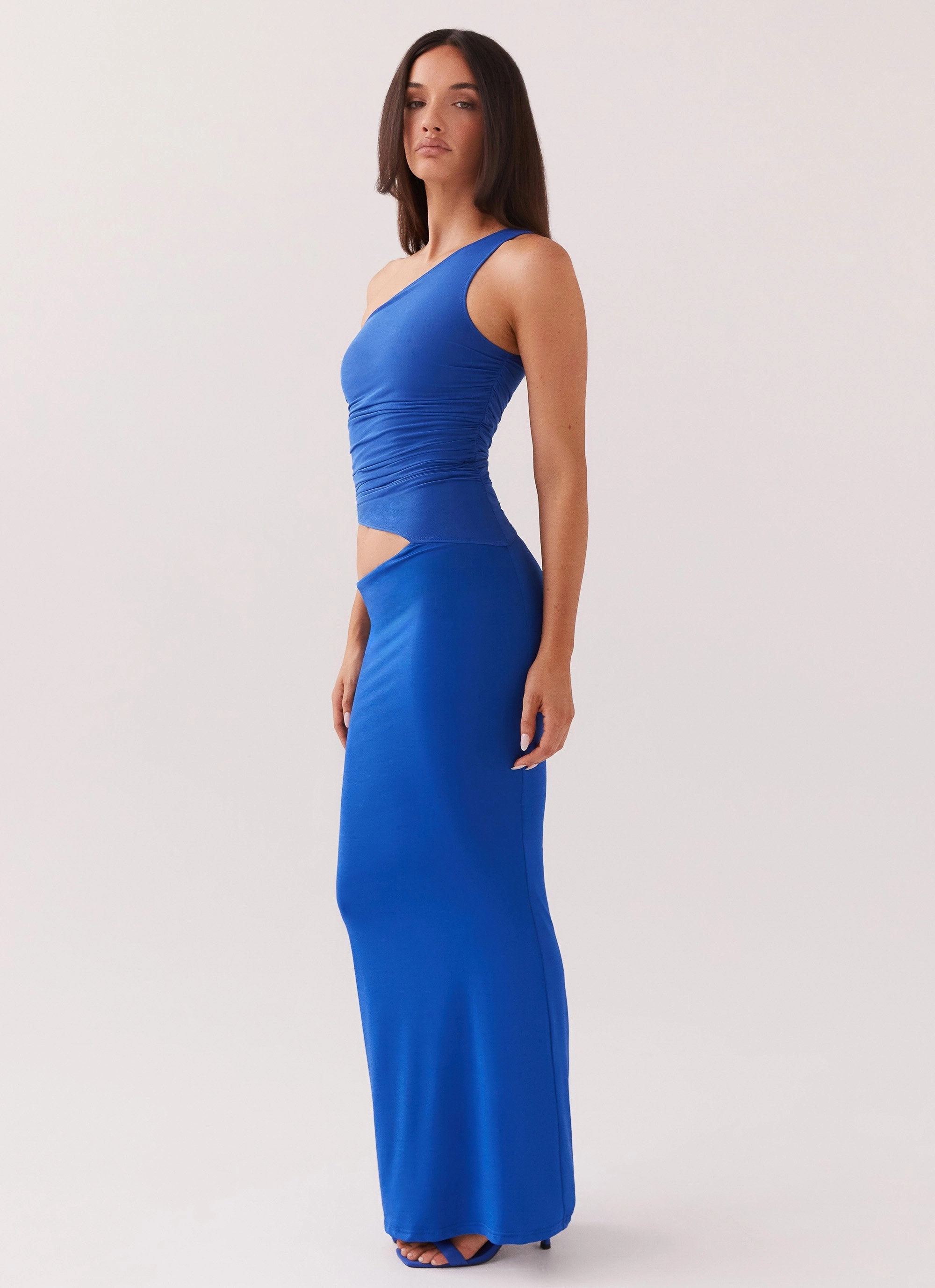 Light Fabric Chill Fashion Seranella One Shoulder Maxi Dress - Cobalt