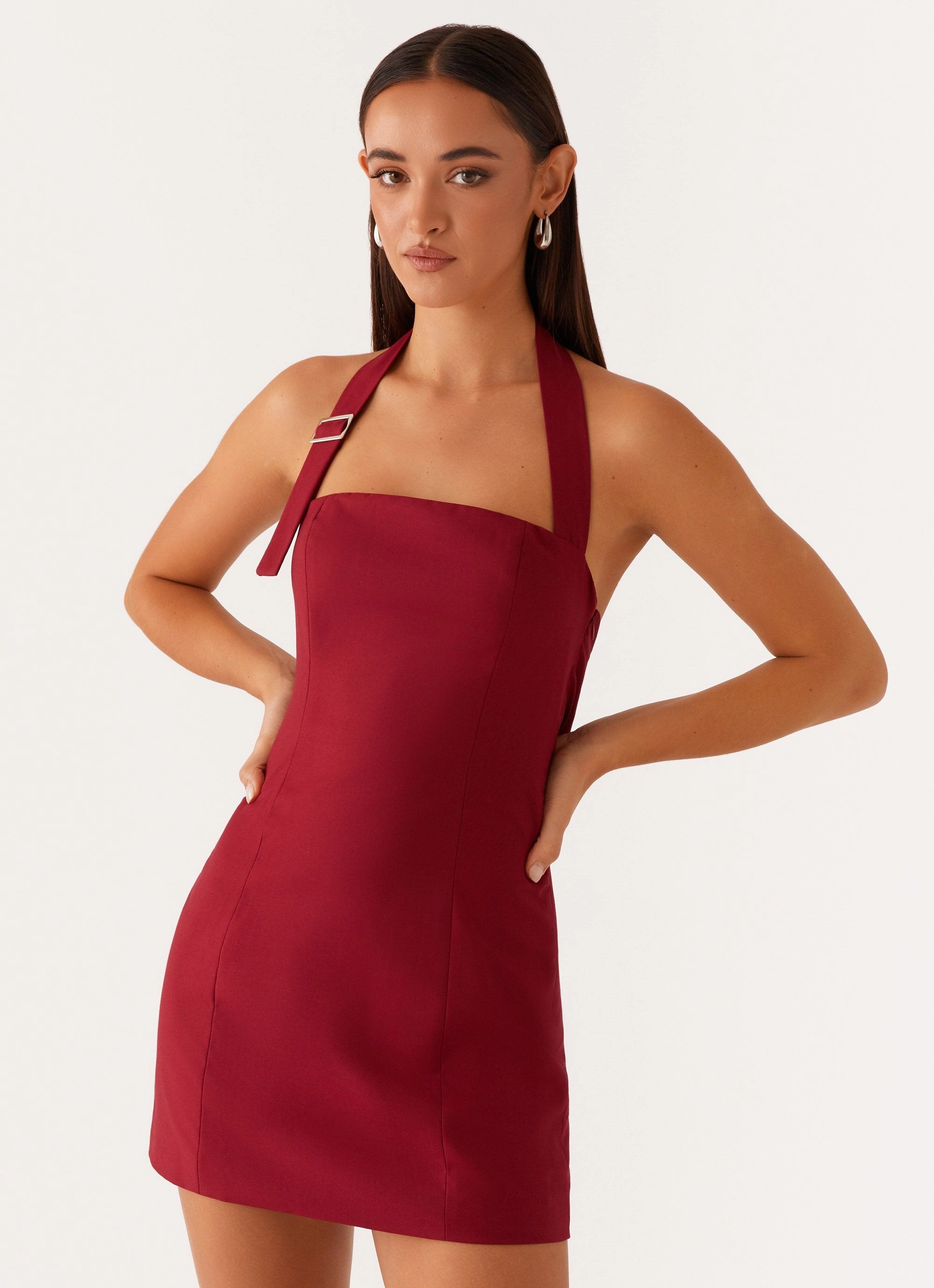 Delicate Touch Bianca Halter Dress - Red