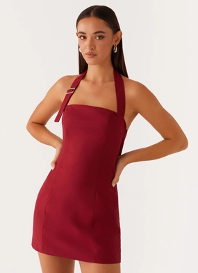 Delicate Touch Bianca Halter Dress - Red