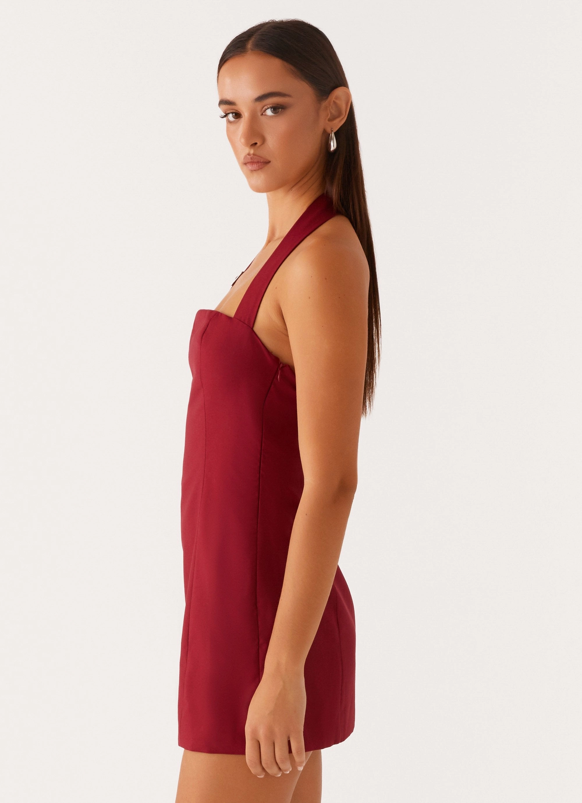 Bianca Halter Dress - Red tailored look Smooth Flow