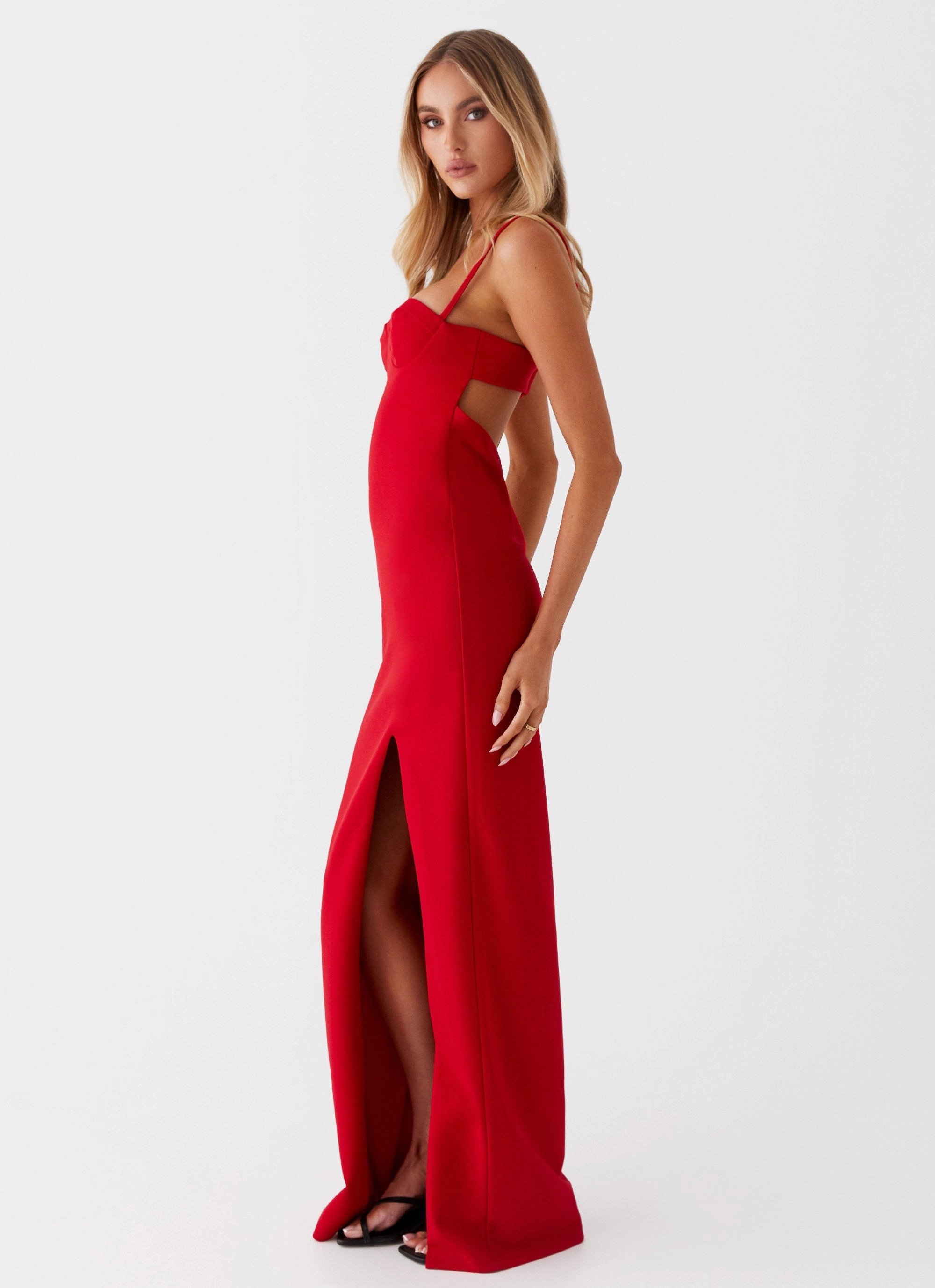Stefanie Maxi Dress - Red Square Neck Work Fitwear