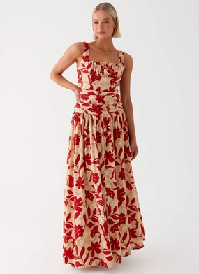 Perfect Layer Versatile Design Zinna Linen Maxi Dress - Red