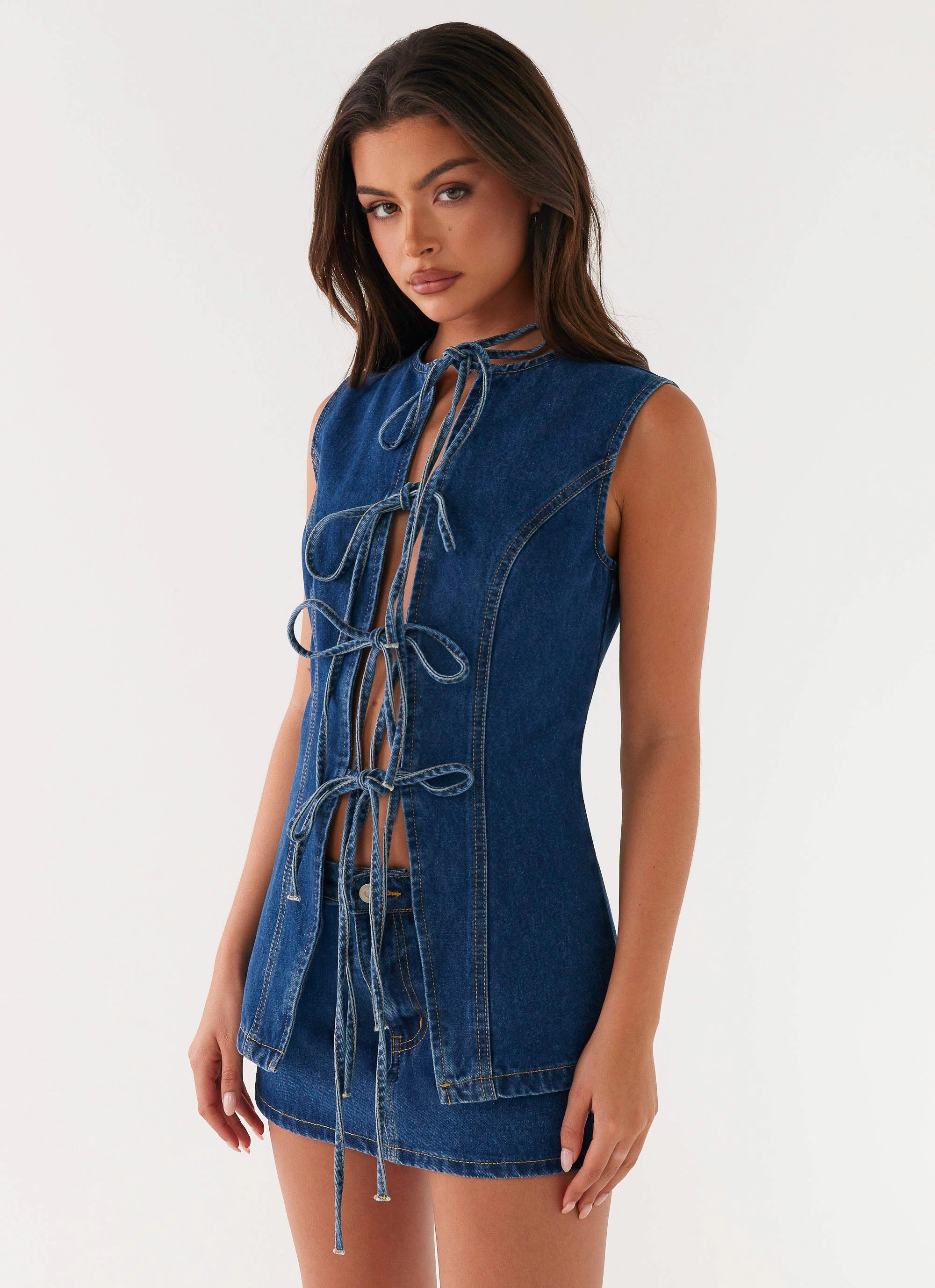 Maysa Low Rise Mini Skirt - Dark Blue Soft Comfort Eco Friendly Dye Process