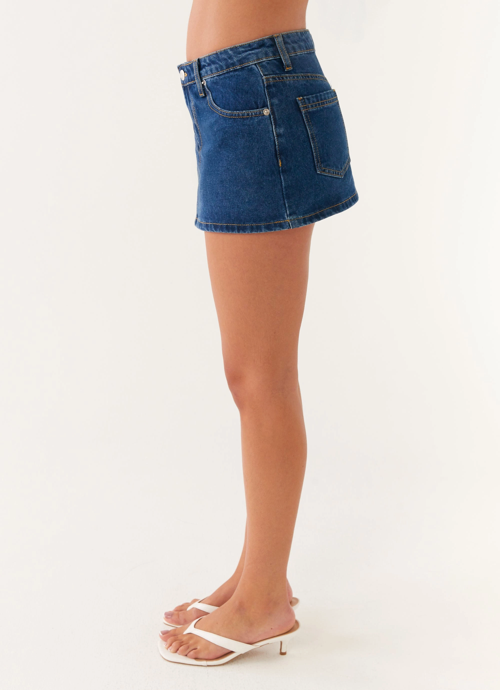 Maysa Low Rise Mini Skirt - Dark Blue hypoallergenic material Sleek Waist