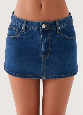Casual Must-Have Breathable Material Maysa Low Rise Mini Skirt - Dark Blue