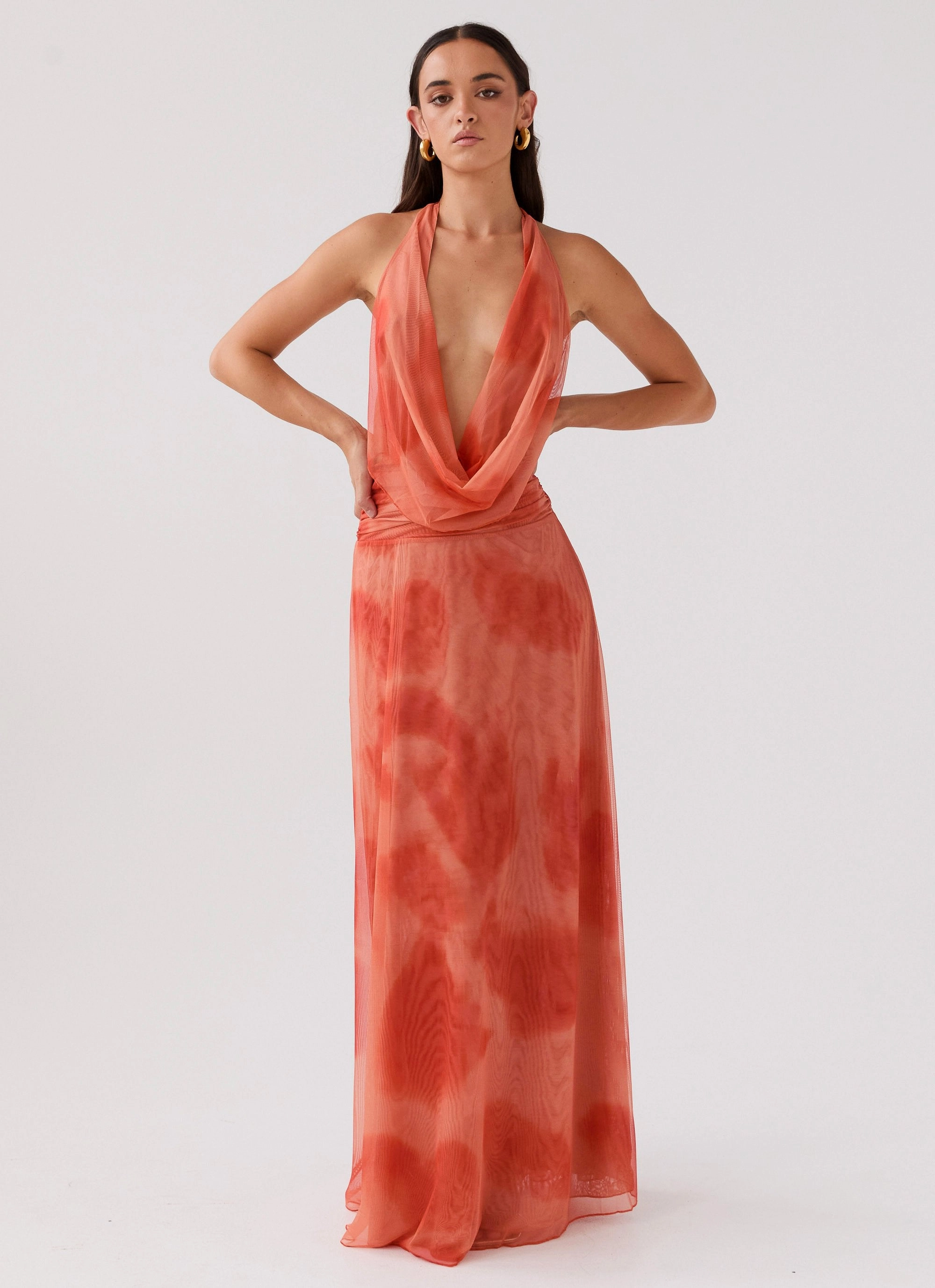 Classic and Chic Elysia Chiffon Maxi Dress - Fiery Fusion