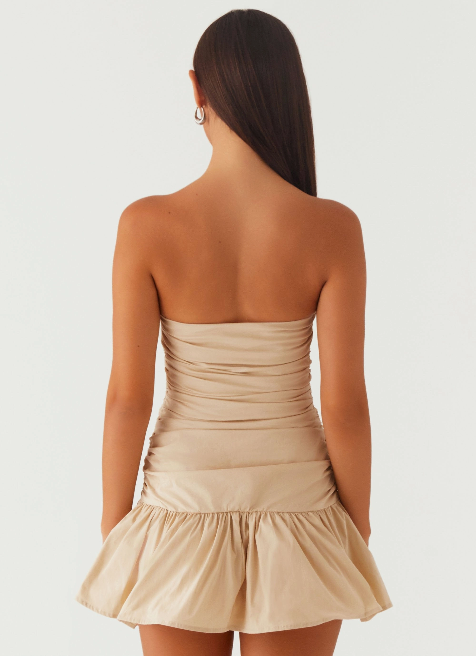 Family Vibe Easy Draping Carmel Mini Dress - Ivory