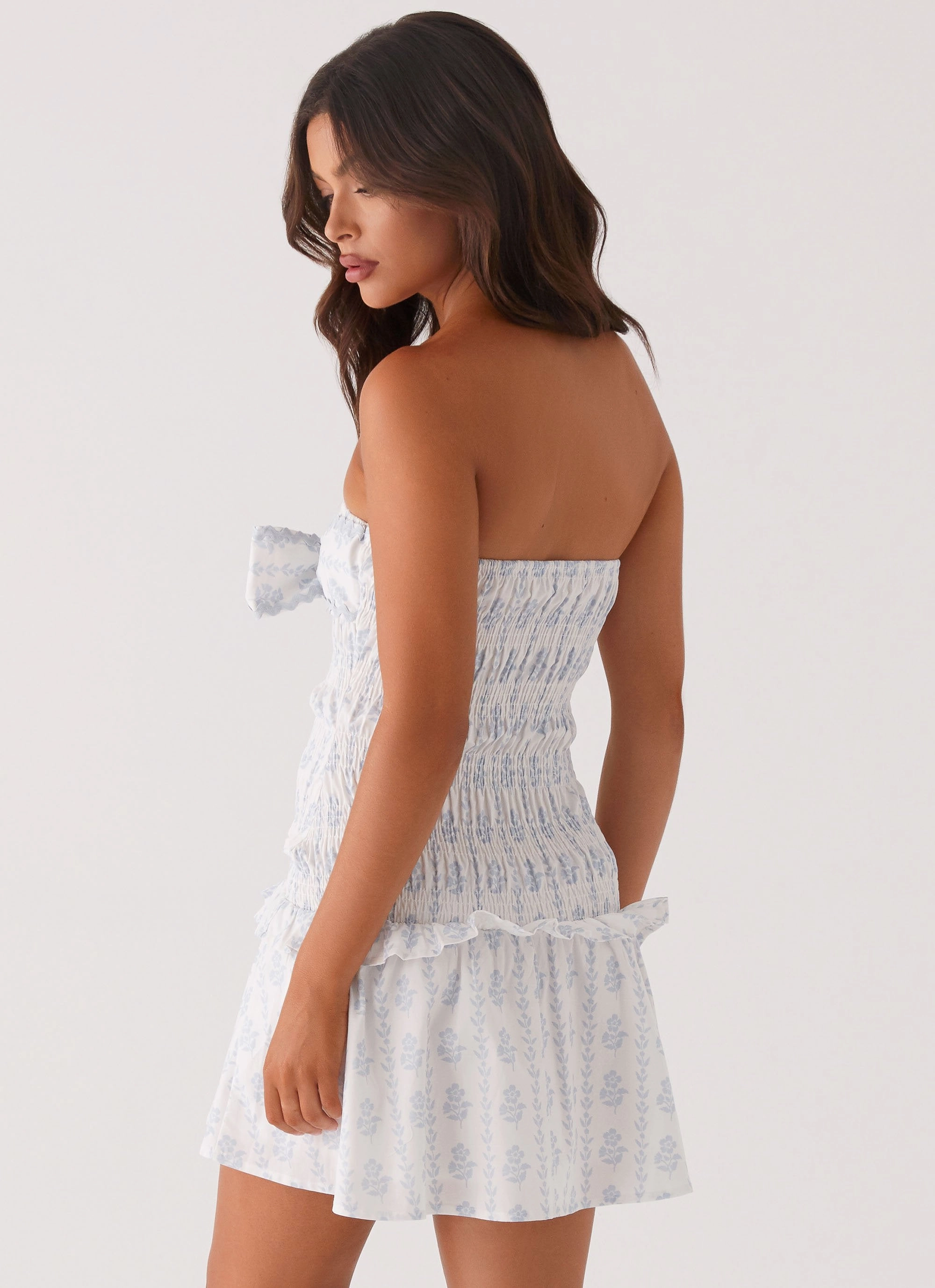 Skirt Flare Izi Shirred Mini Dress - Sweet Daydream Print