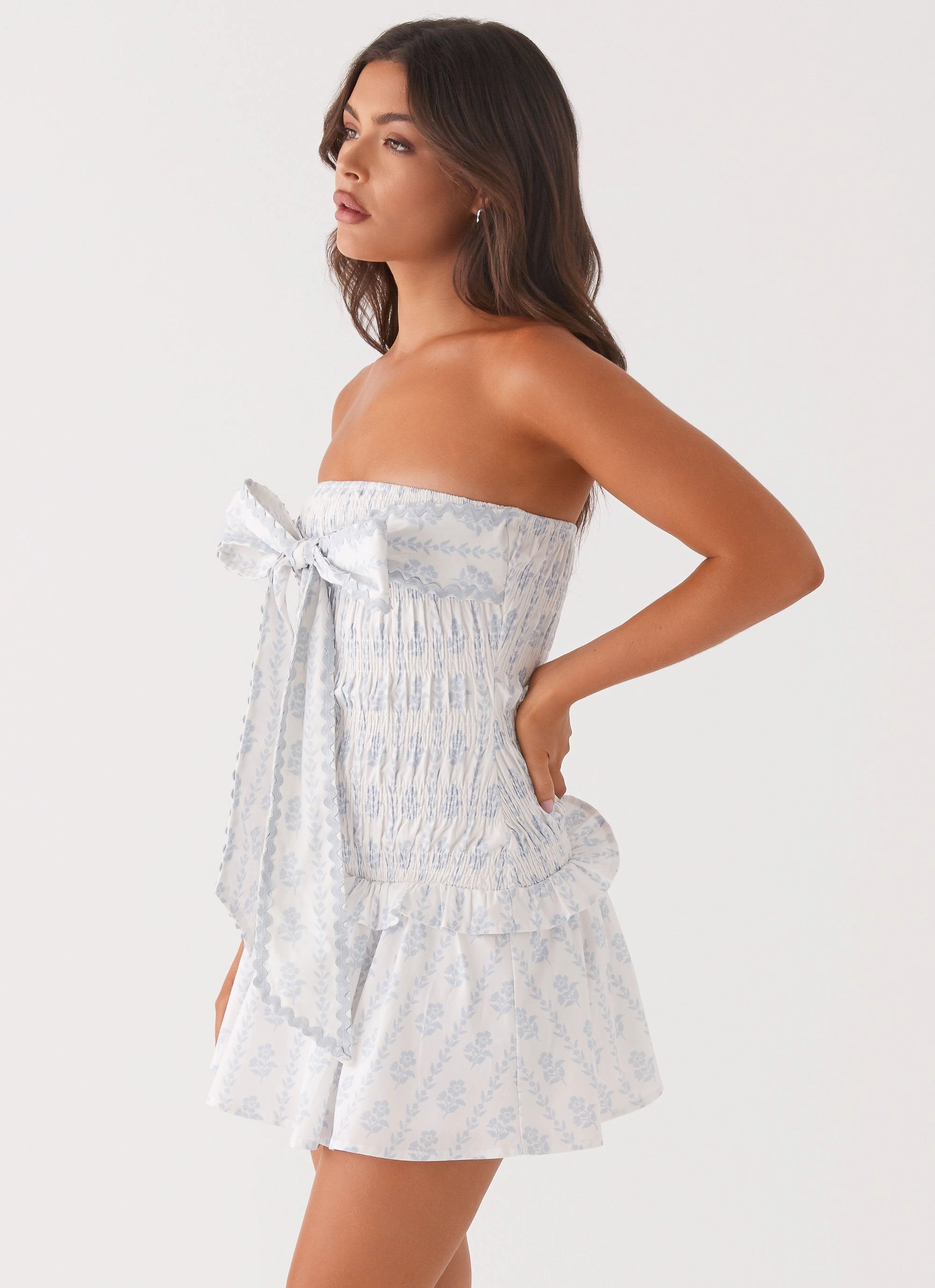 Izi Shirred Mini Dress - Sweet Daydream Print Soft Appearance