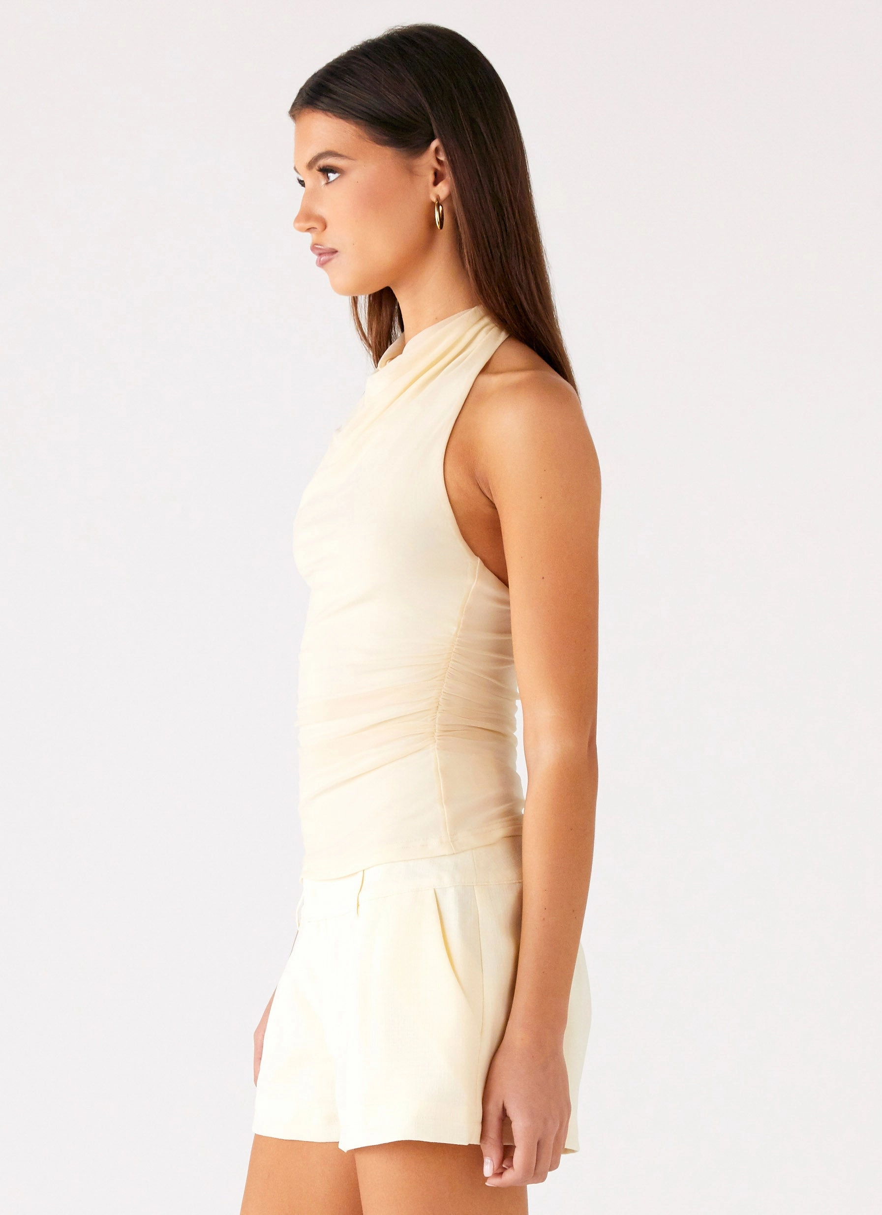 Rosana Halter Top - Butter ribbed texture
