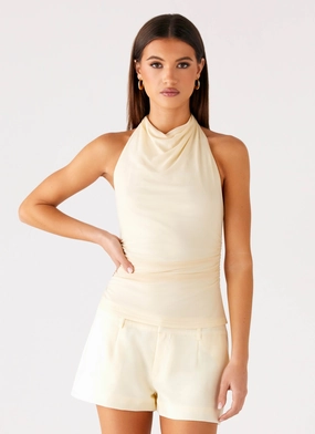 Rosana Halter Top - Butter MicroPerforated Details Durable Reinforced Shoulders