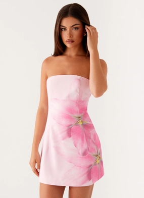 Sugar Rush Strapless Mini Dress - Pink ElasticWaistband Fresh Color